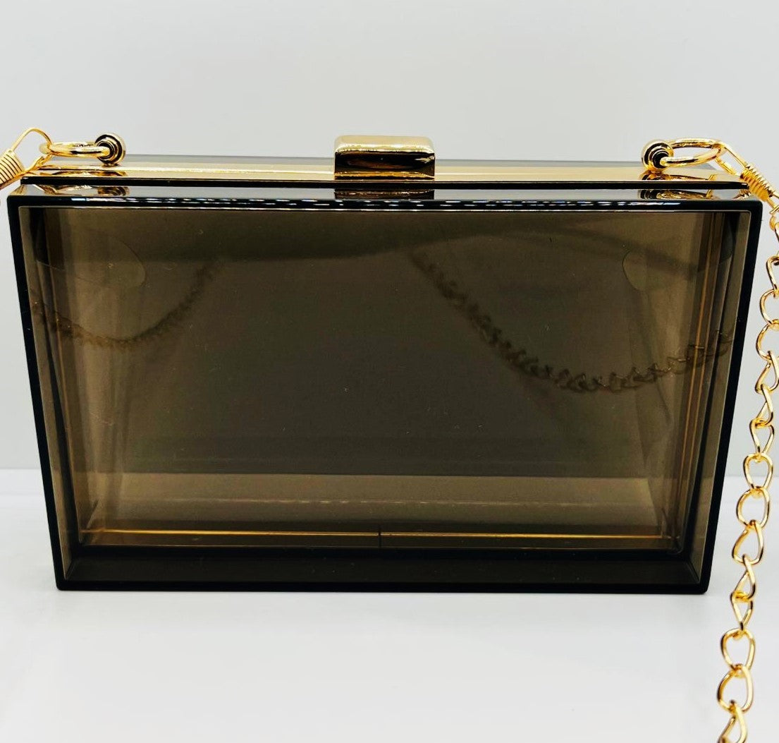 Transparente schwarze Acryl-Clutch