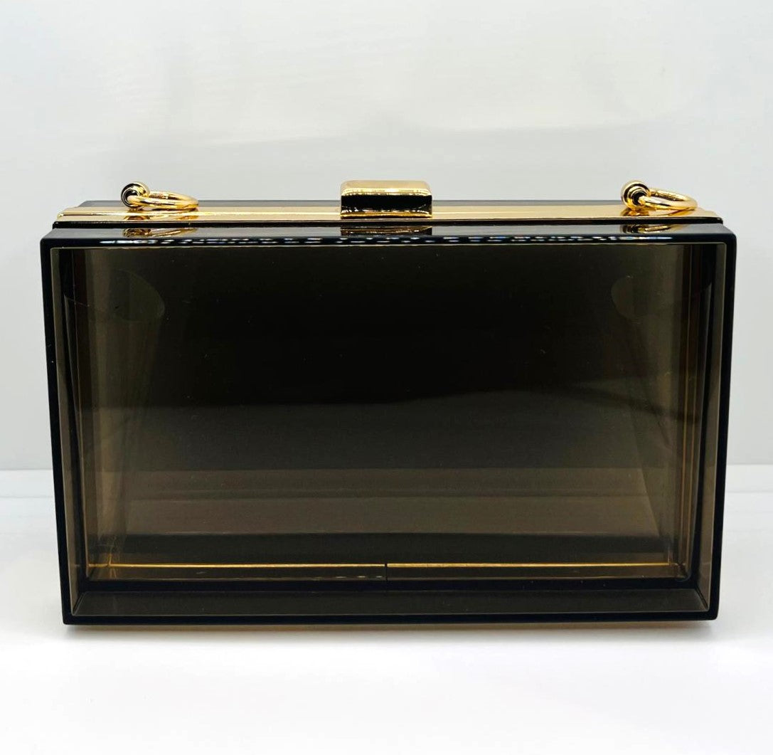 Transparente schwarze Acryl-Clutch