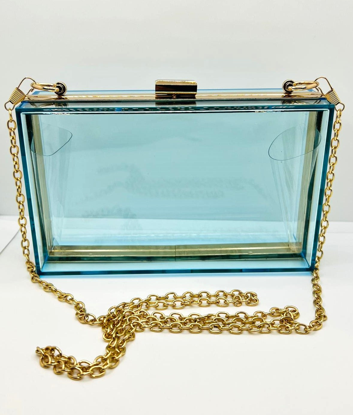 Transparente blaue Acryl-Clutch