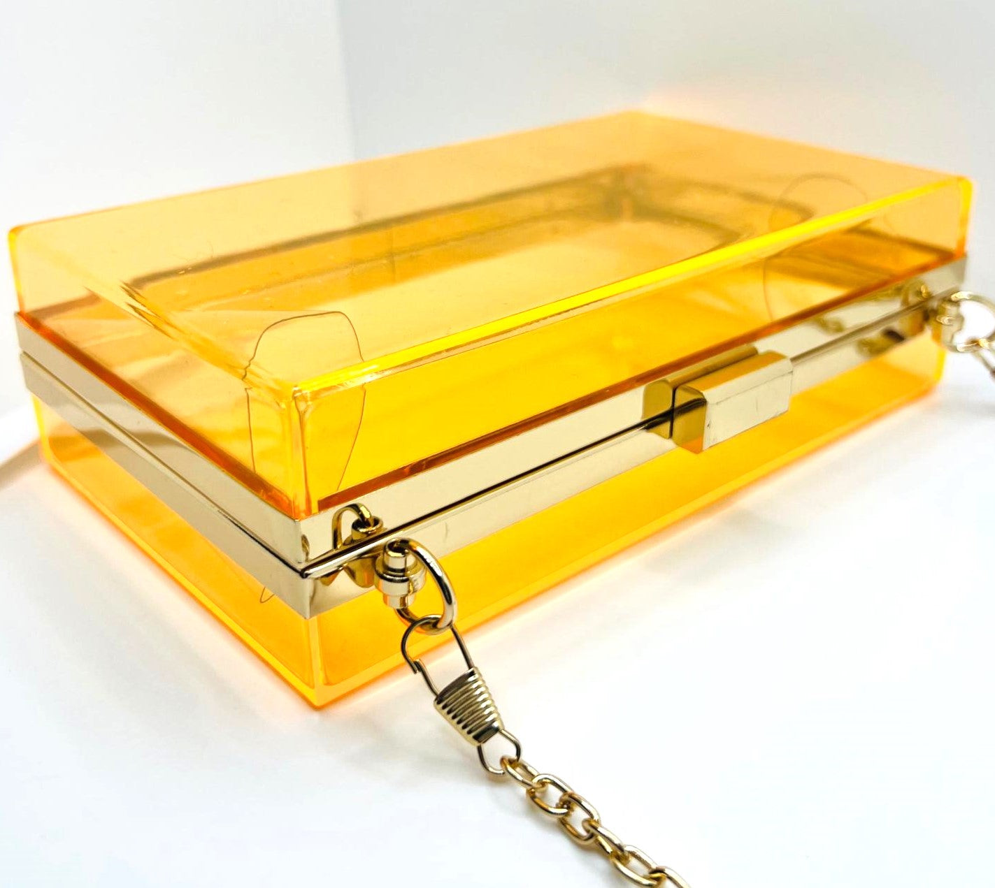Transparente Orange Acryl Clutch 