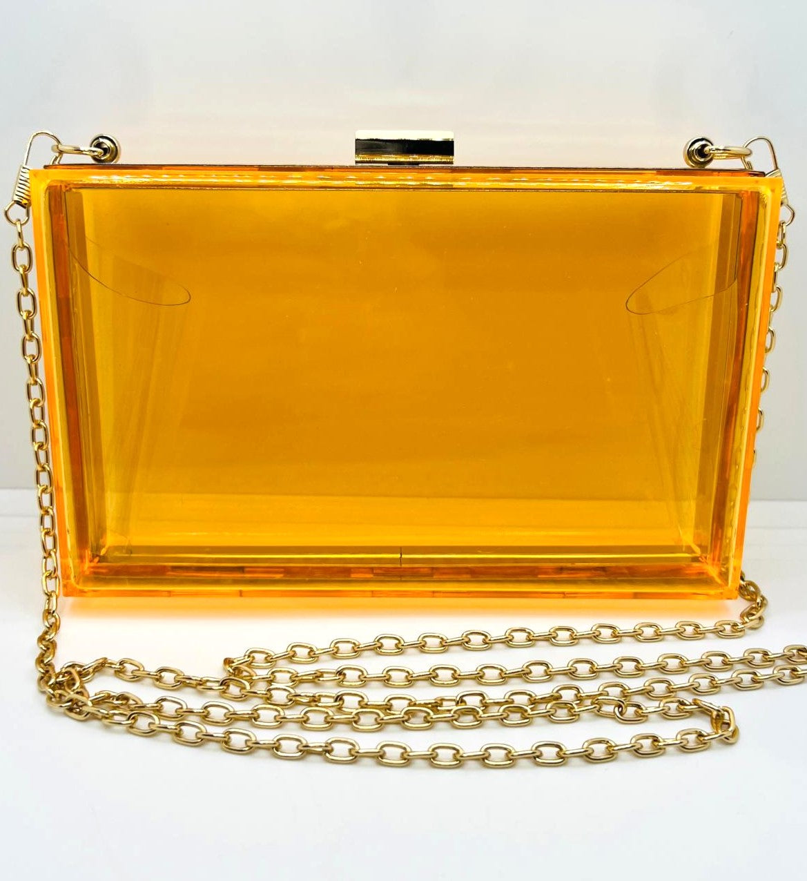 Transparente Orange Acryl Clutch 
