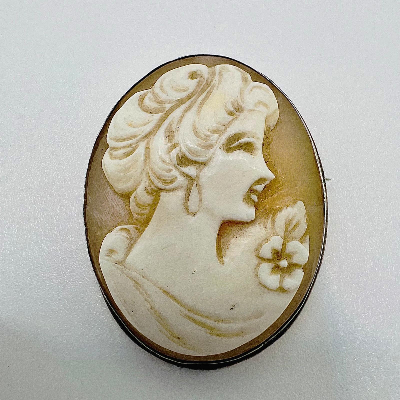Biedermeier Antik Gemme Frau Brosche Anhänger 