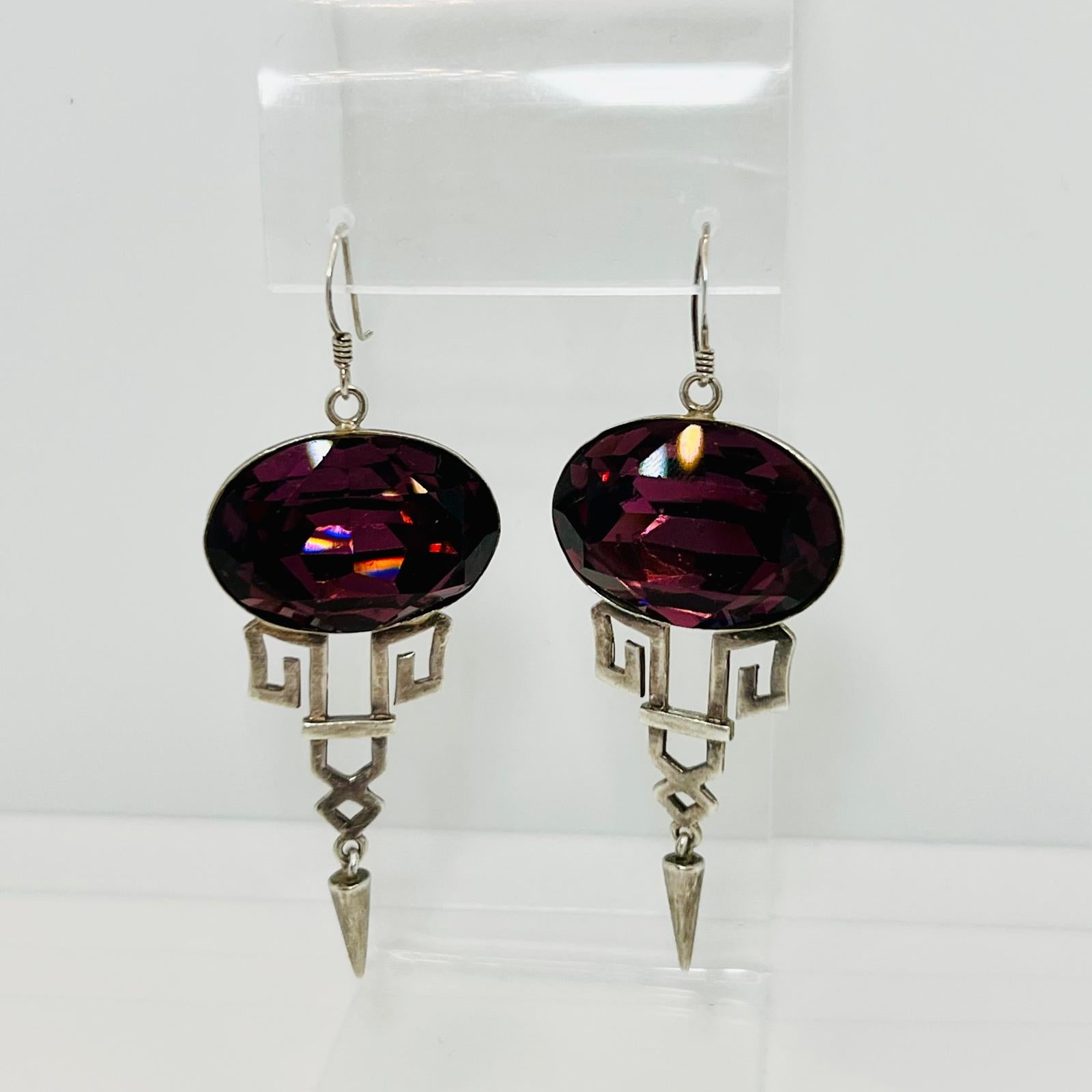 Vintage Amethyst Ohrringe 925 Silber 