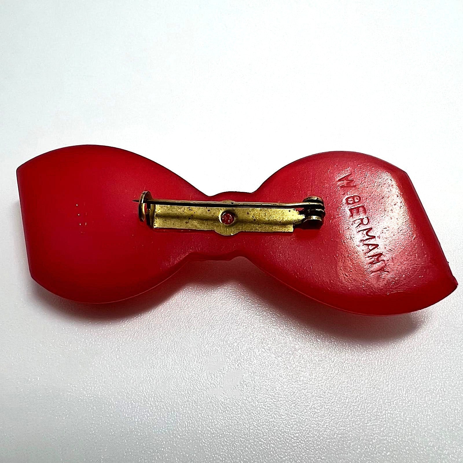 Vintage Brosche Schleifenform rot 