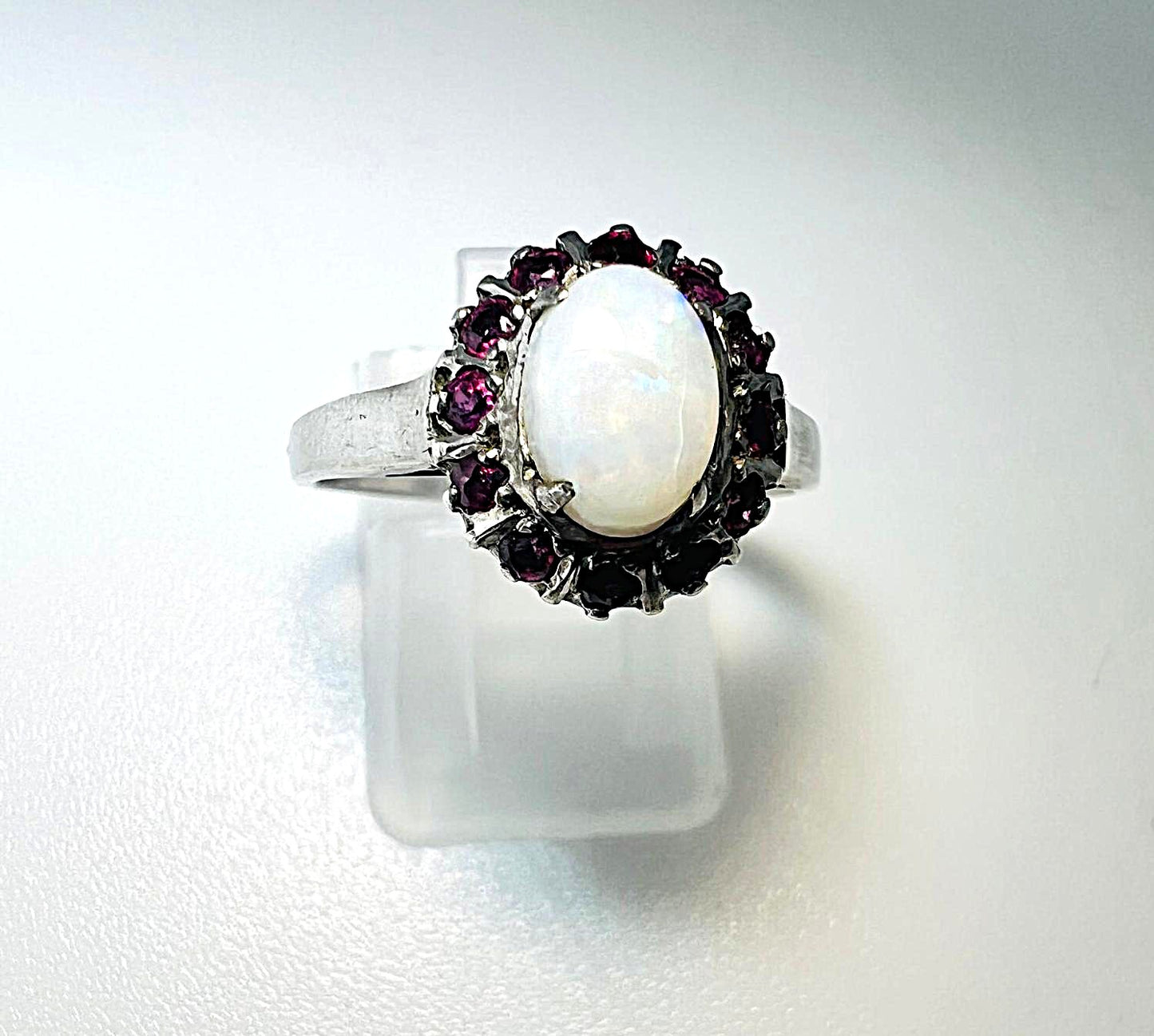  Silberring mit Opal & Granat 