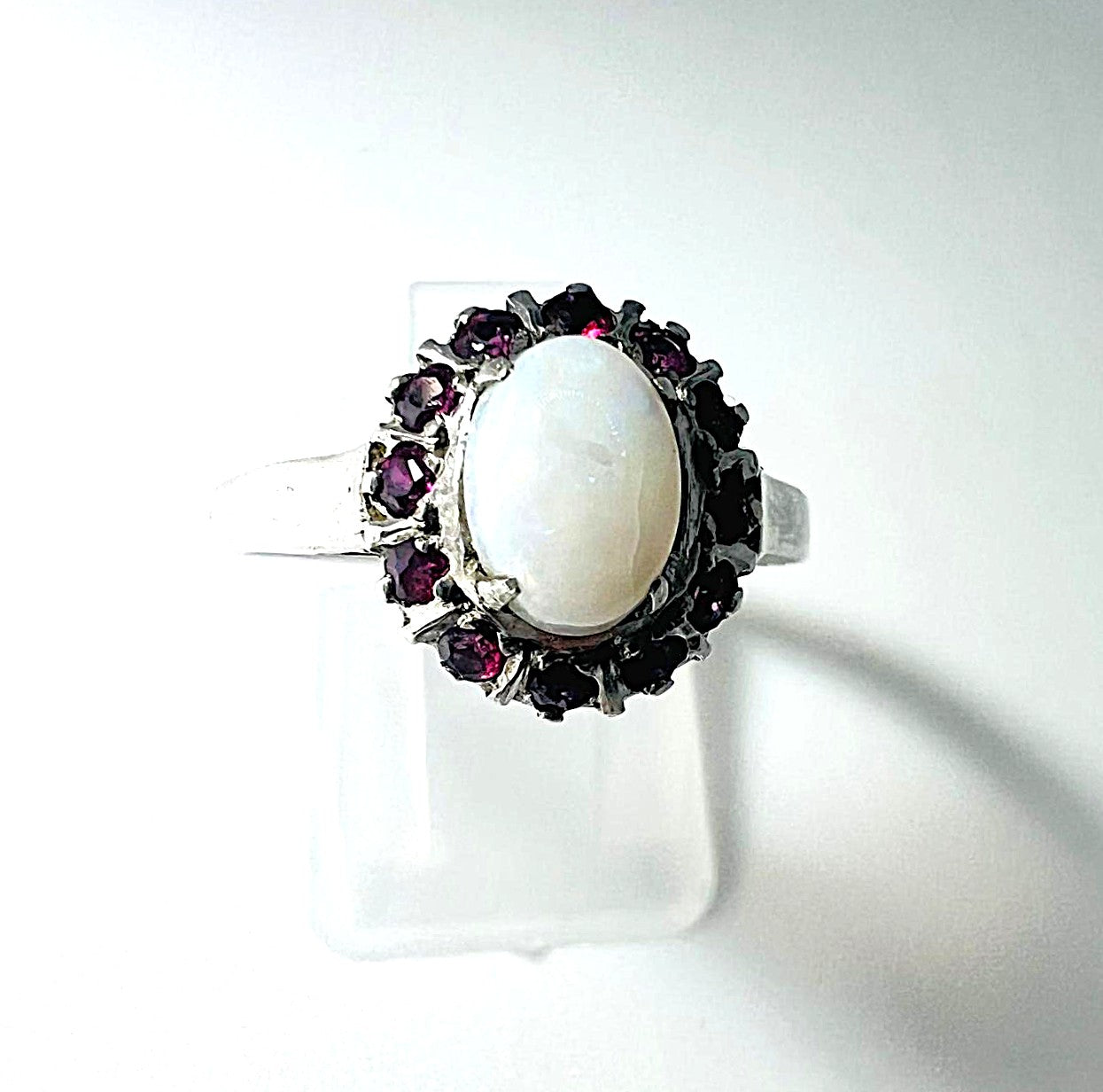  Silberring mit Opal & Granat 