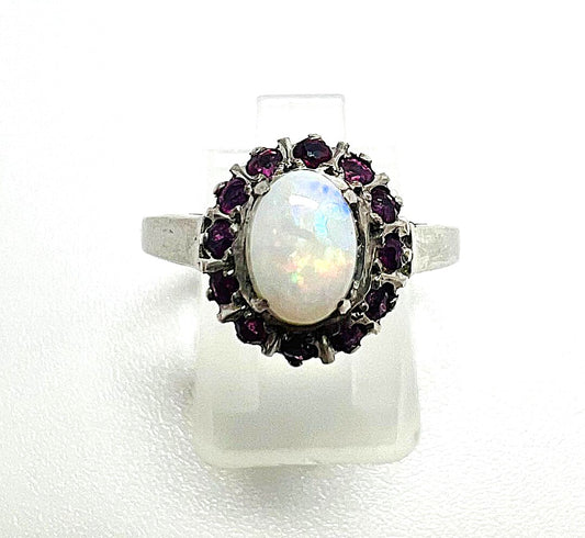 Silberring mit Opal & Granat 
