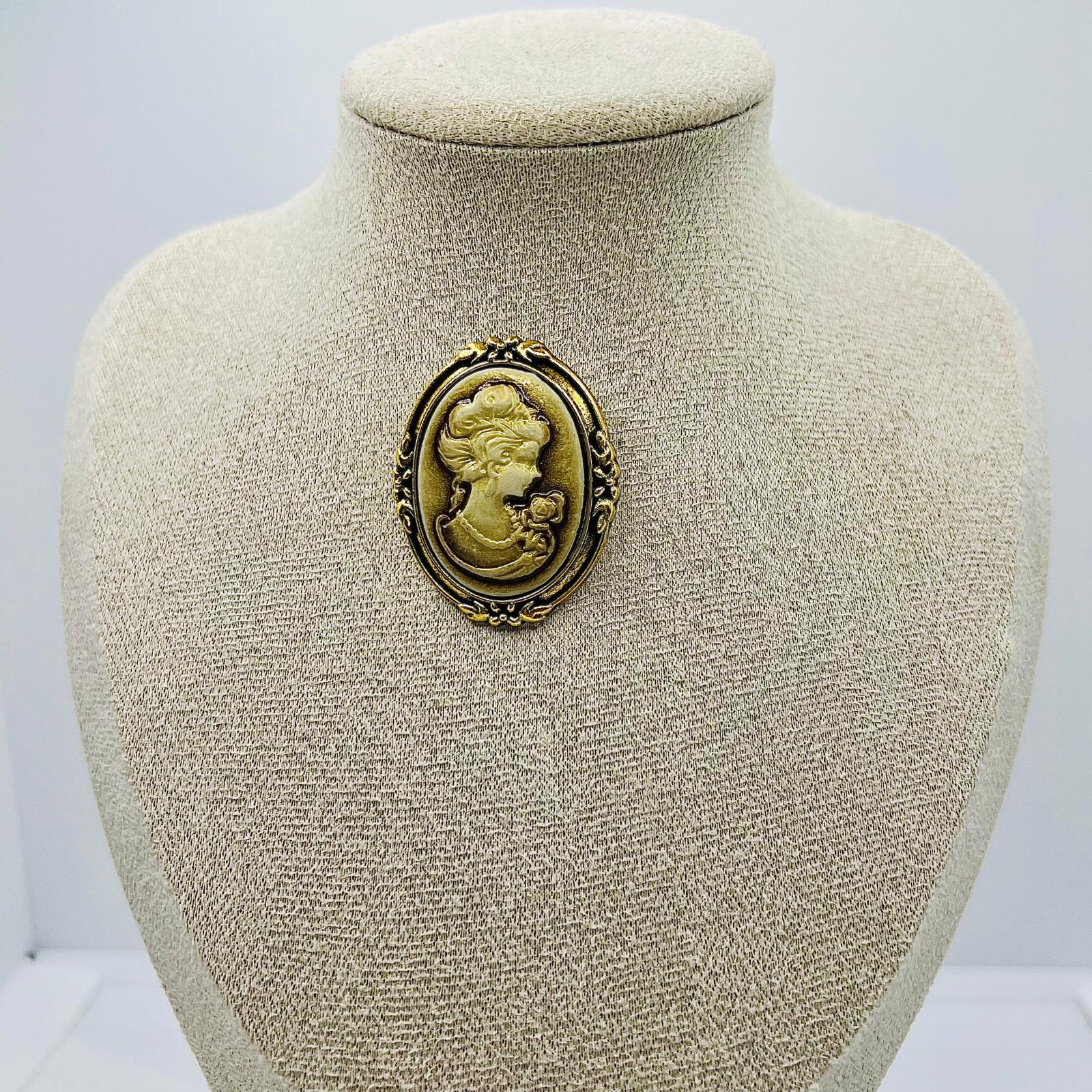 Vintage Style Gemme Frau Brosche Antikgold