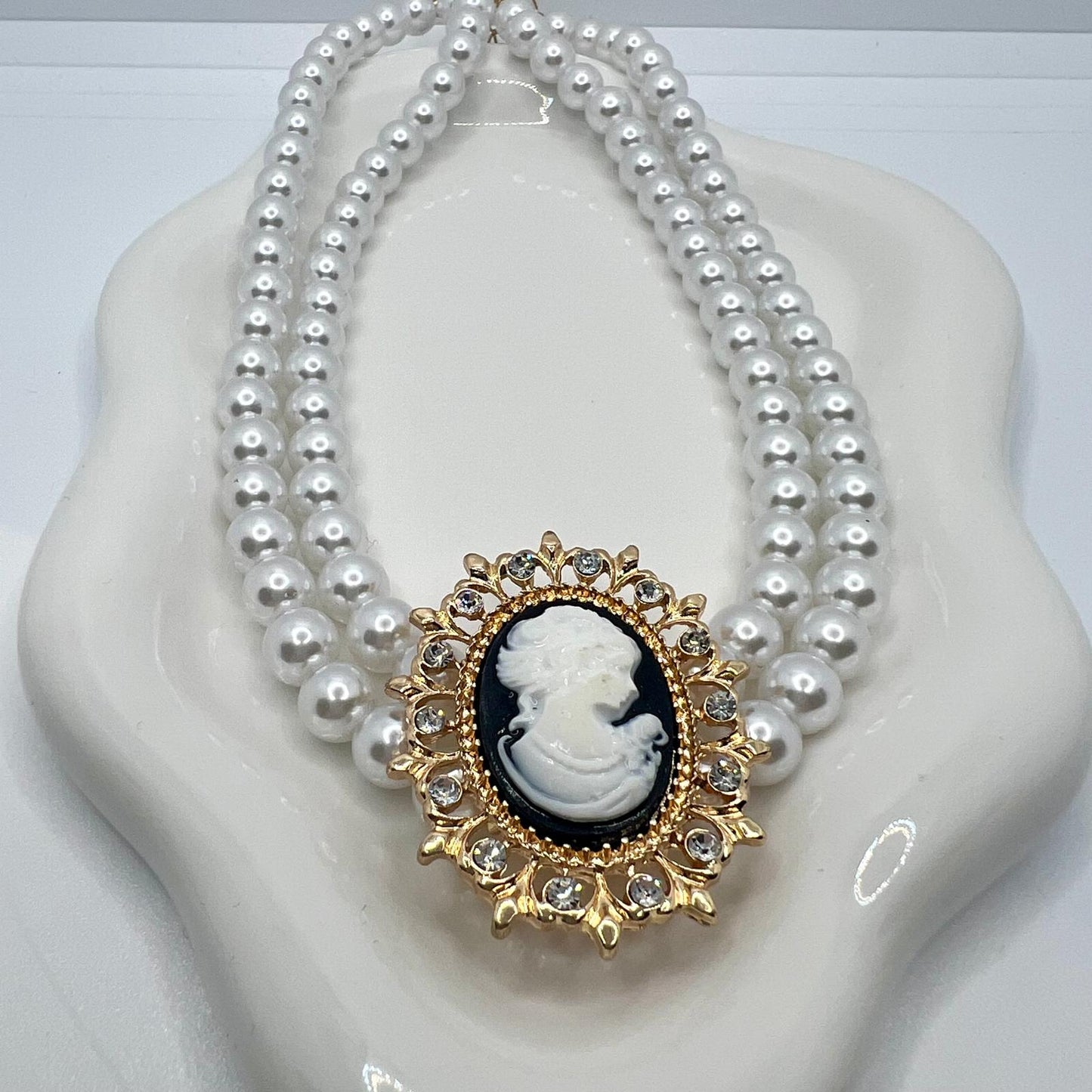 Vintage Style zweischichtige Perlenkette 
