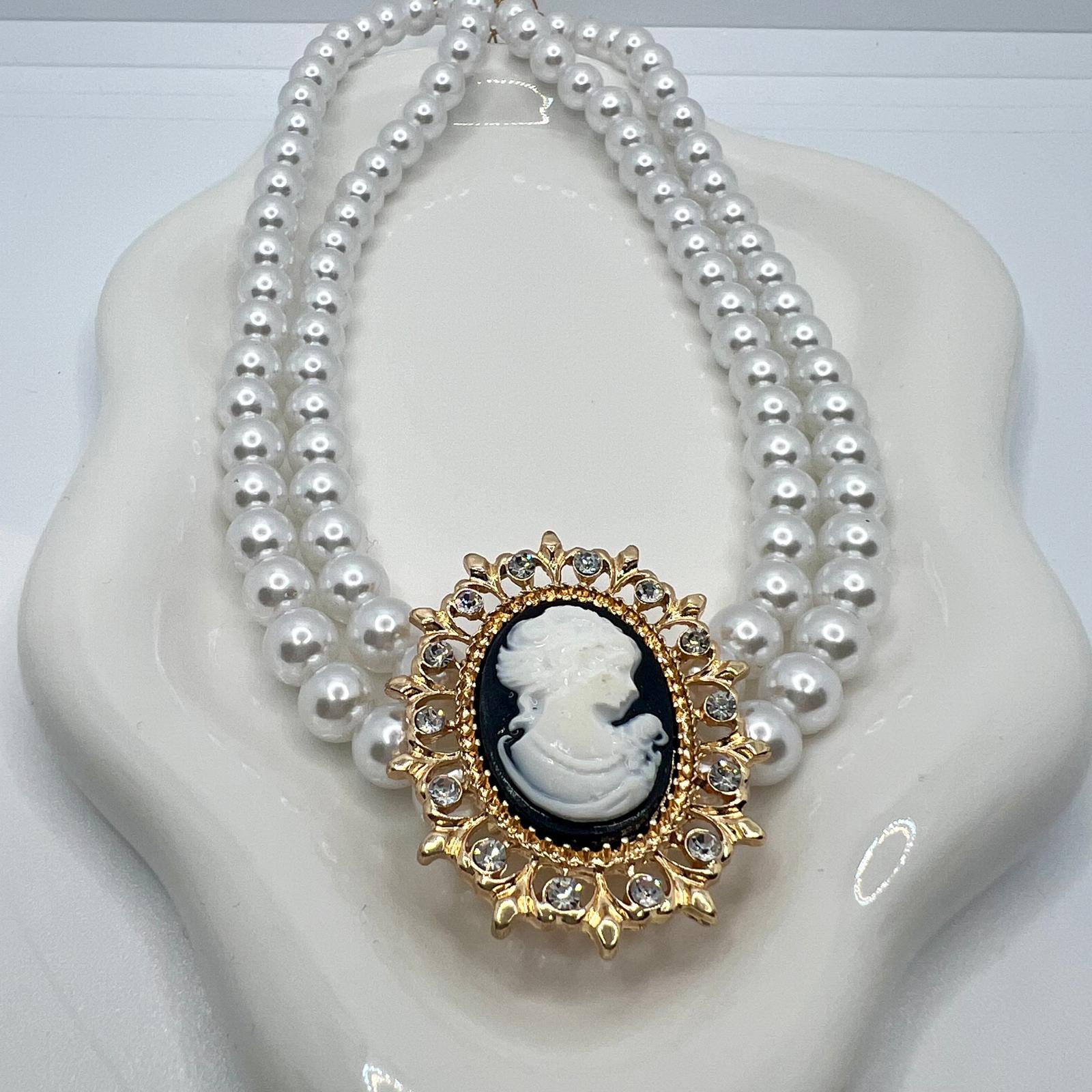 Vintage Style zweischichtige Perlenkette 
