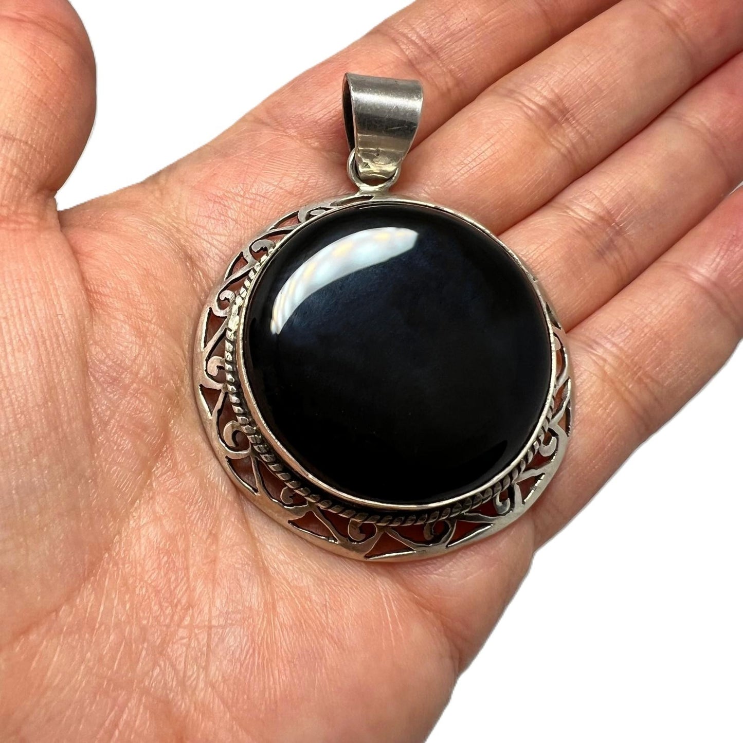 Vintage XL Onyx Anhänger 925 Silber 