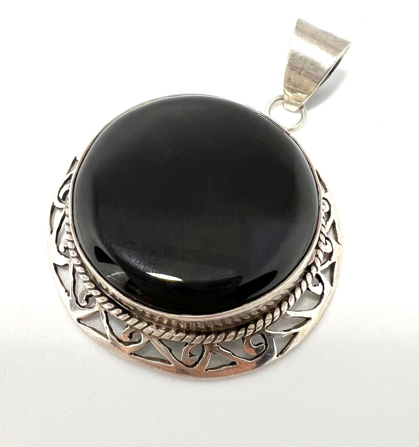 Vintage XL Onyx Anhänger 925 Silber 