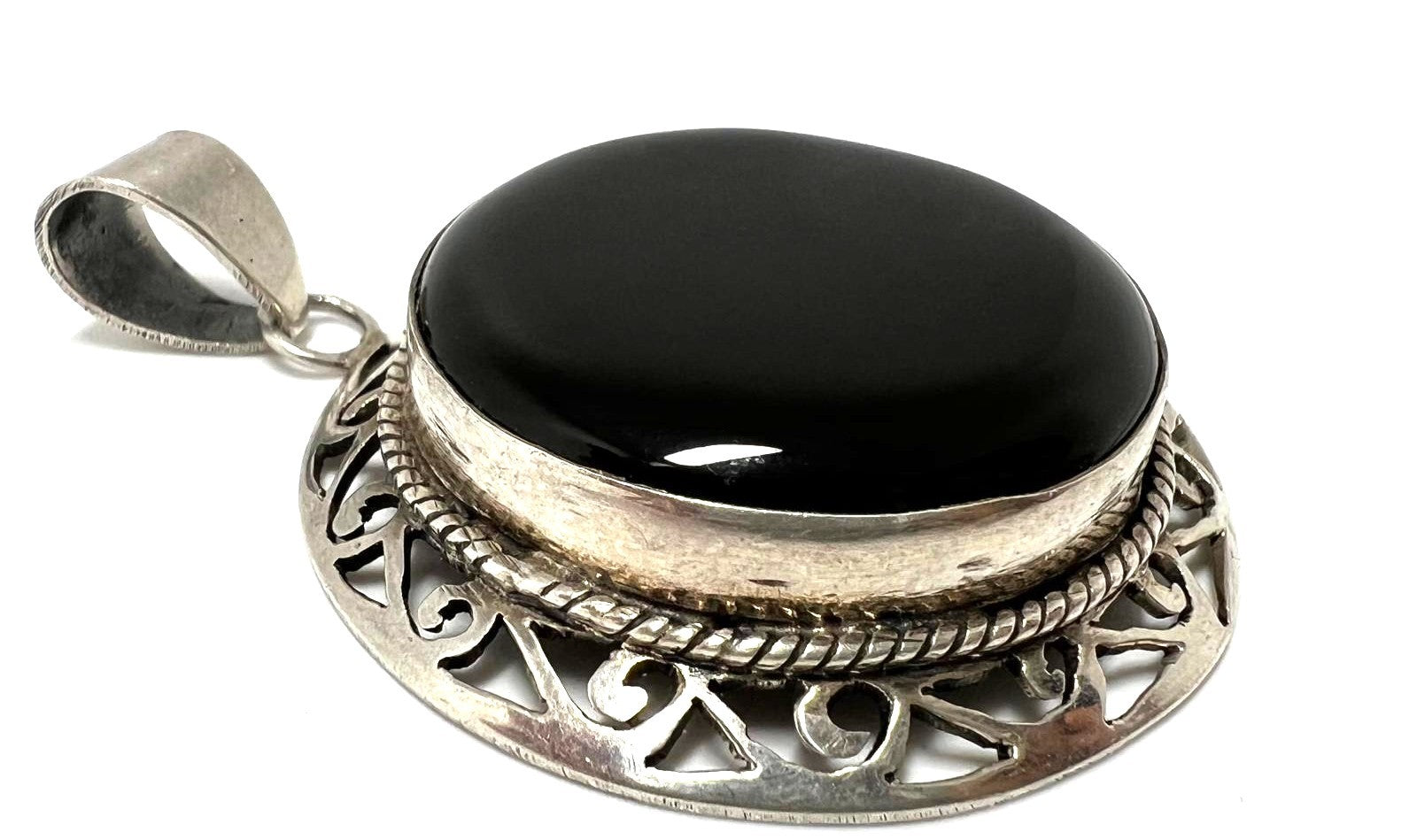Vintage XL Onyx Anhänger 925 Silber 
