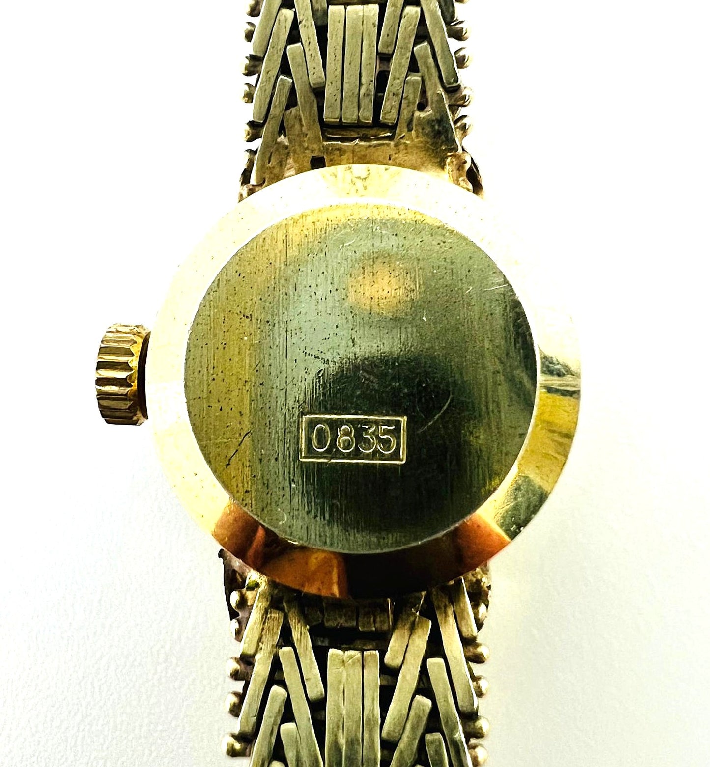  Damenarmbanduhr 835 Silber vergoldet mit 4 Saphiren