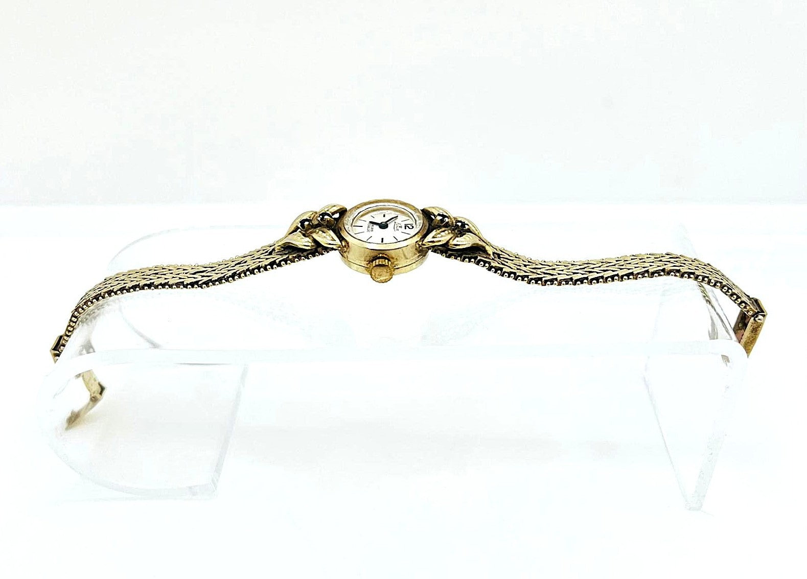  Damenarmbanduhr 835 Silber vergoldet mit 4 Saphiren