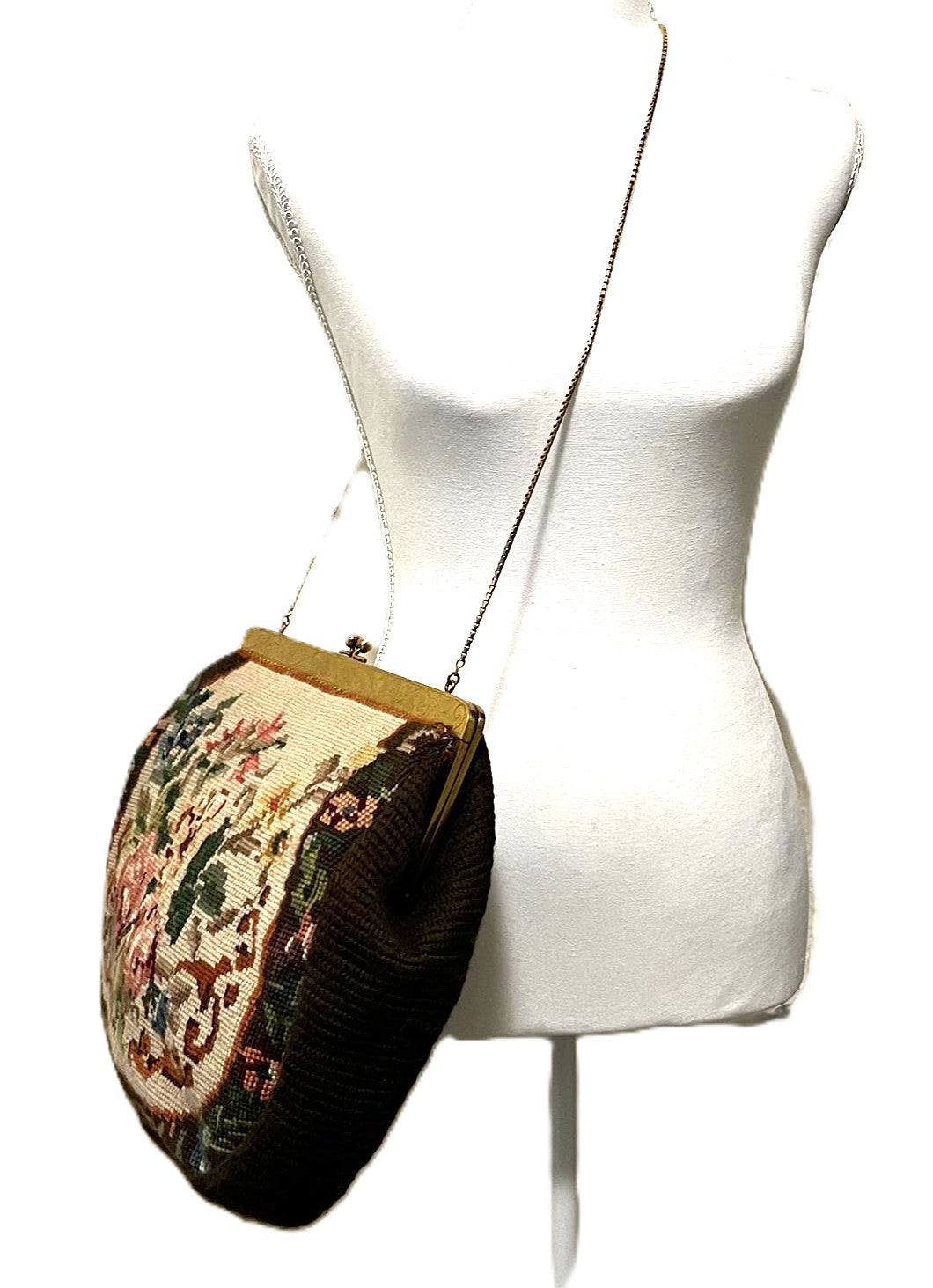 Antike Art Déco Petit Point Handtasche