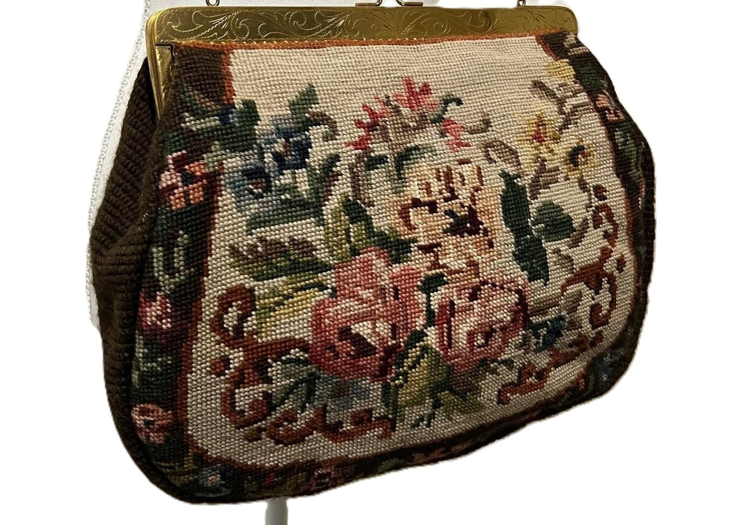 Antike Art Déco Petit Point Handtasche