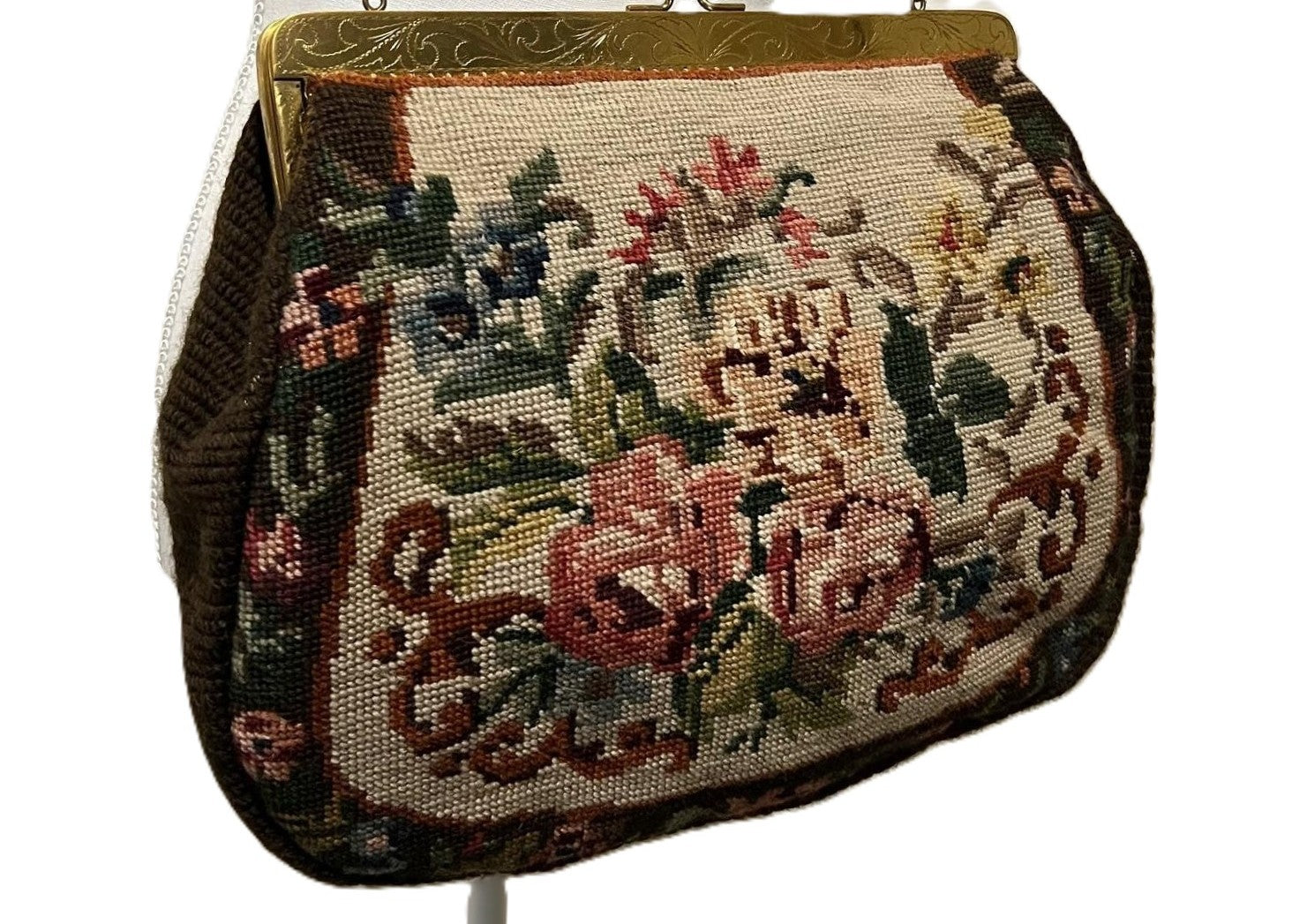 Antike Art Déco Petit Point Handtasche