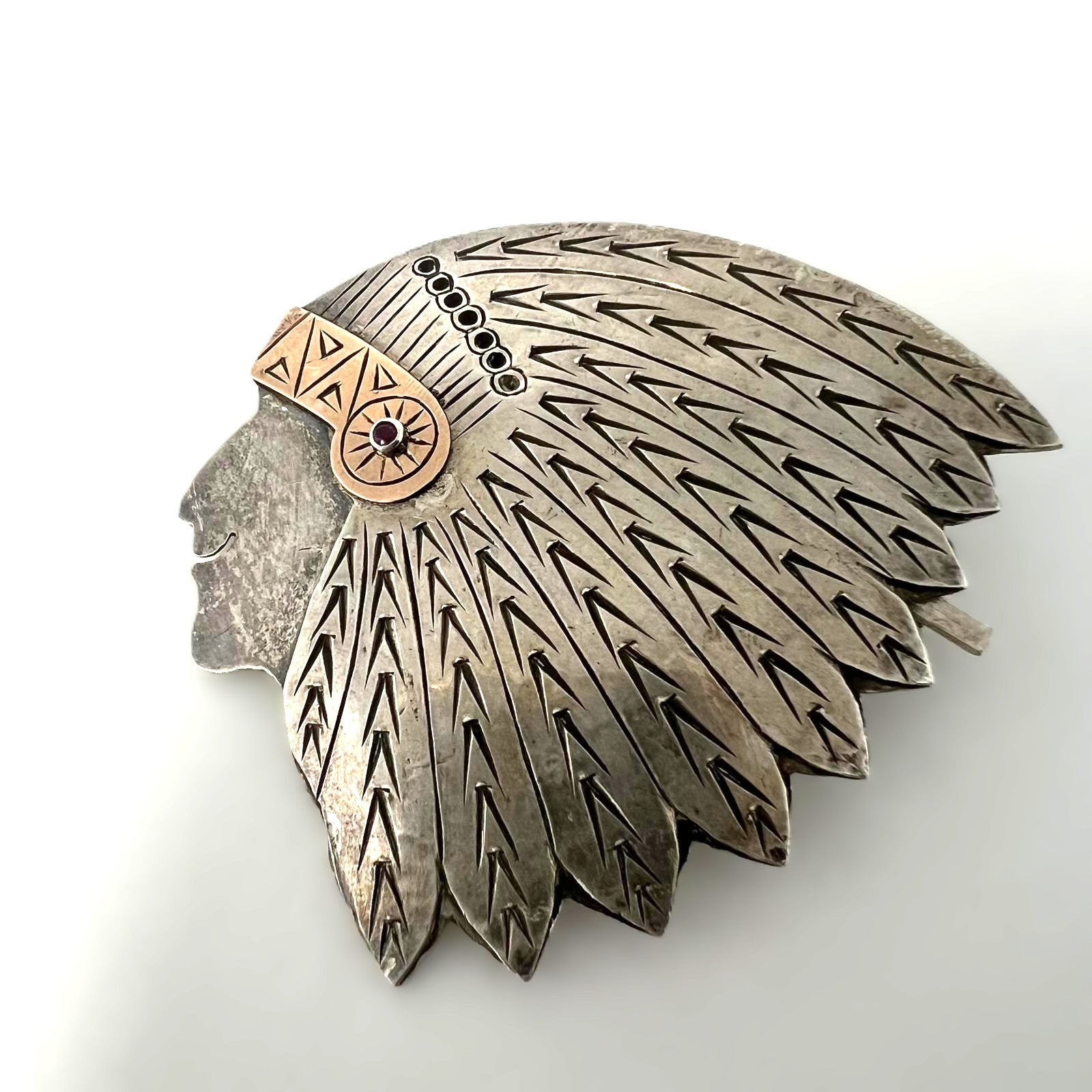 Silber Indian Chief Statement-Brosche