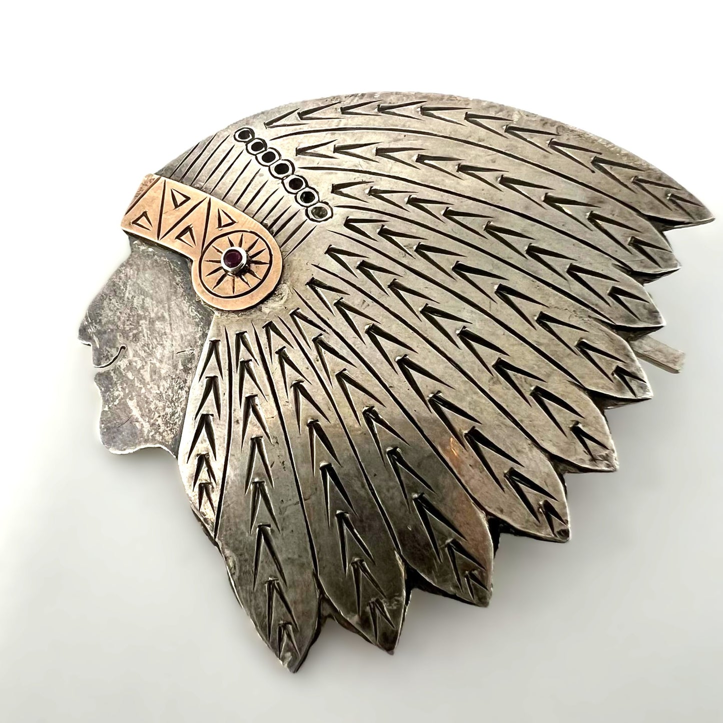 Silber Indian Chief Statement-Brosche