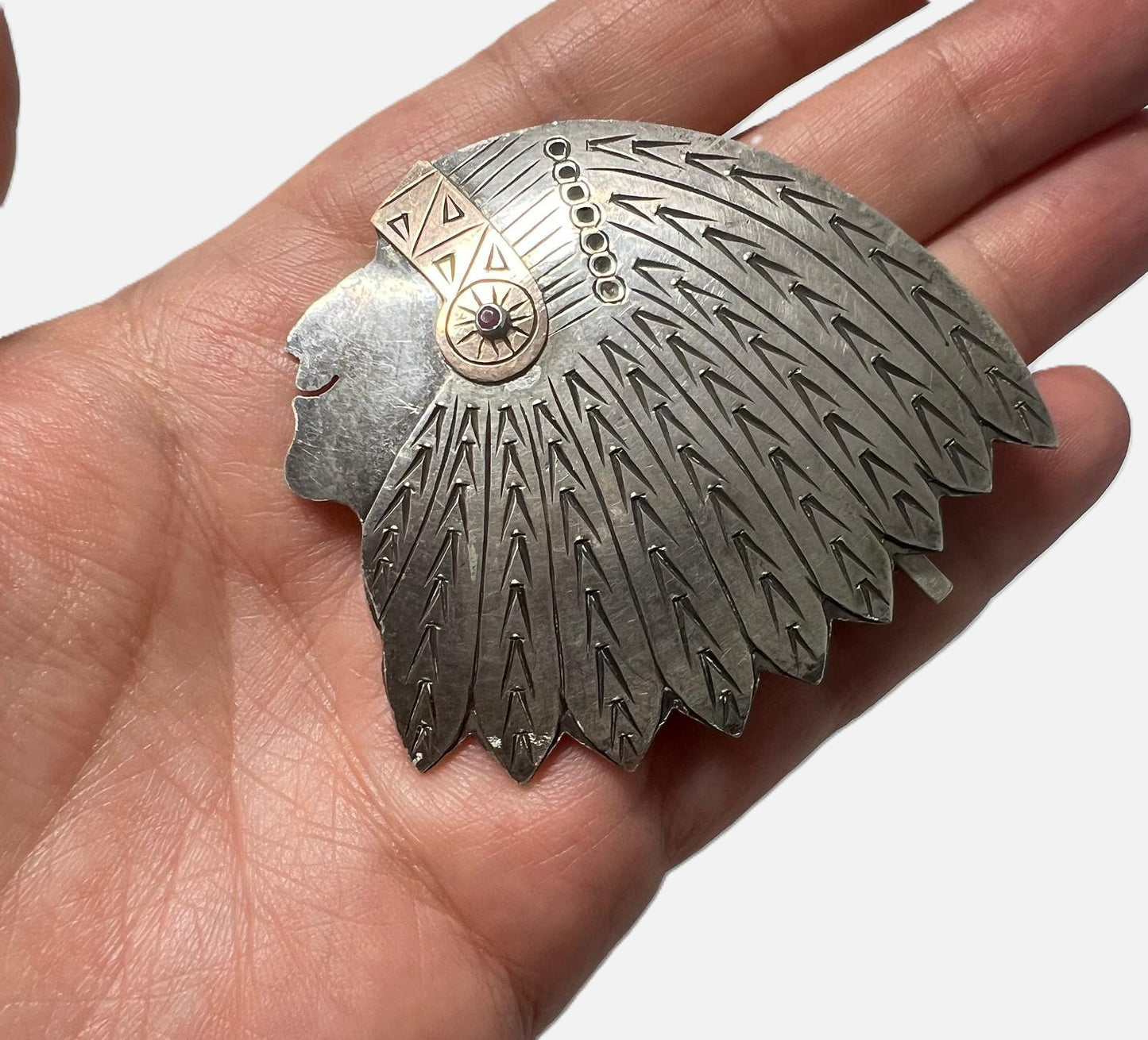 Silber Indian Chief Statement-Brosche