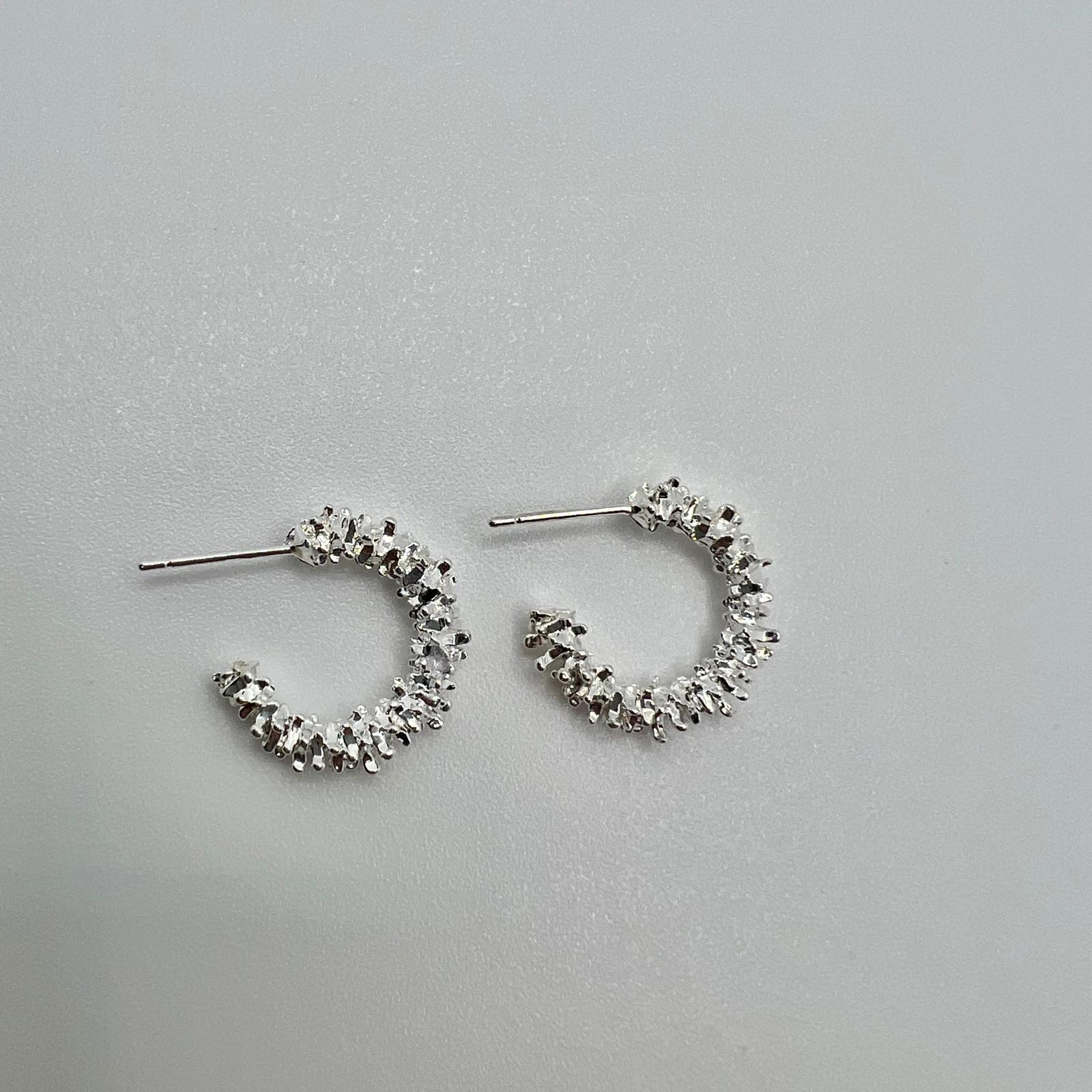 Splitterdesign Creolen Ohrringe Silber